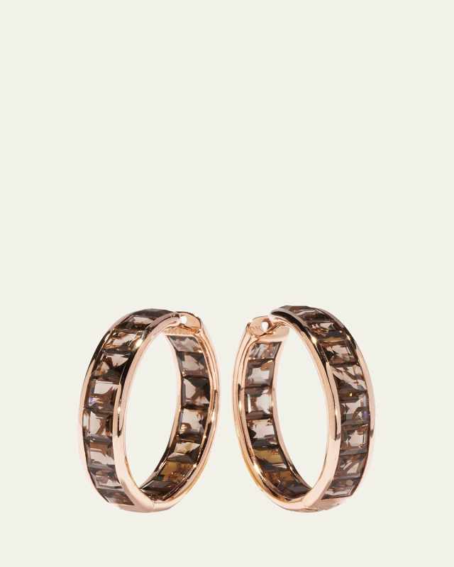 18K Rose Gold Black Bliss Smoky Quartz Hoop Earrings